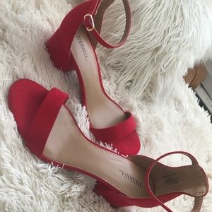 Red Block heels pumps